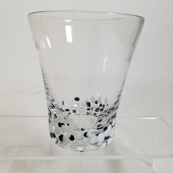 Handmade Other - Hand Blown Rock Glass Speckled Dot Black White